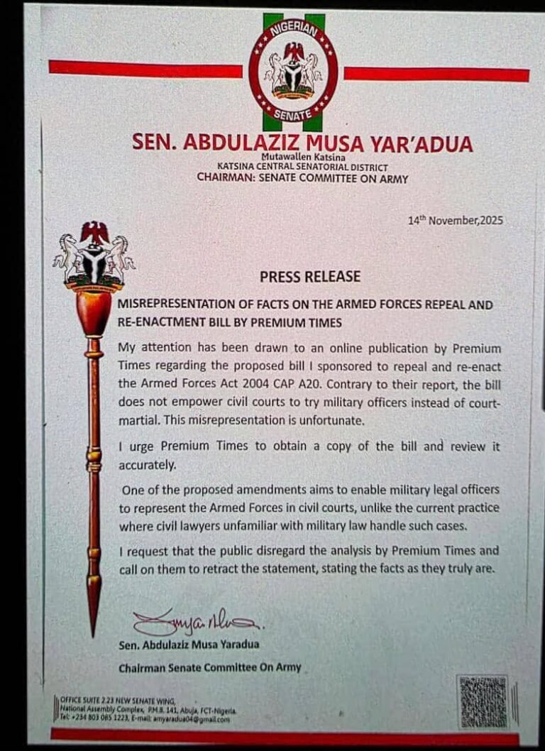 Media Reports On New Armed Forces Act Bill Wrong  –  Yar’adua