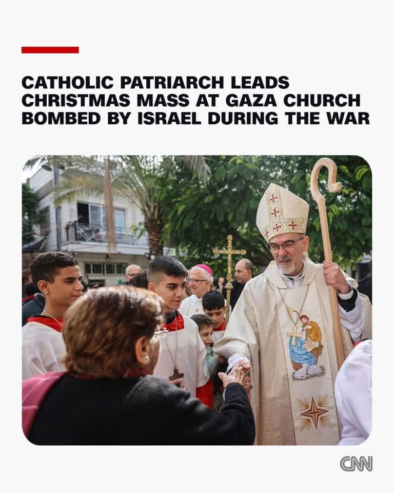 ‘We are still here.’ Catholic patriarch leads Christmas Mass at Gaza church bombed by Israel